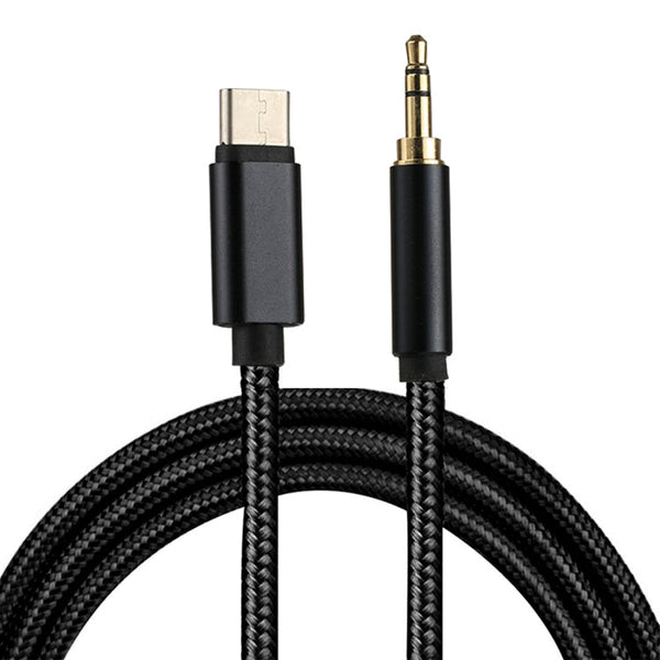 1m Weave Style Type-C Male to 3.5mm Male Audio Cable, For Galaxy S8 & S8 + / LG G6 / Huawei P10 & P10 Plus and other Smartphones(Black)