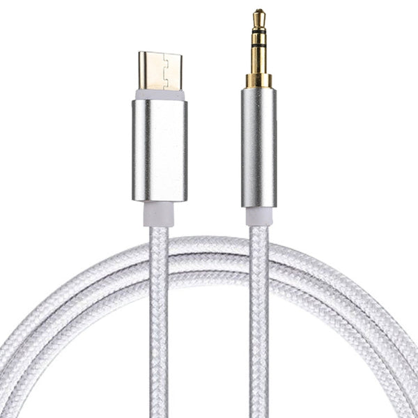 1m Weave Style Type-C Male to 3.5mm Male Audio Cable, For Galaxy S8 & S8 + / LG G6 / Huawei P10 & P10 Plus / Xiaomi Mi6 & Max 2 and other Smartphones(White)