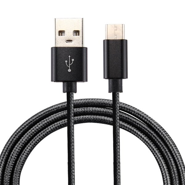 Knit Texture USB to USB-C / Type-C Data Sync Charging Cable, Cable Length: 2m, 3A Output, For Galaxy S8 & S8 + / LG G6 / Huawei P10 & P10 Plus / Oneplus 5 / Xiaomi Mi6 & Max 2 /and other Smartphones(Black)