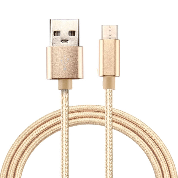 Knit Texture USB to USB-C / Type-C Data Sync Charging Cable, Cable Length: 2m, 3A Output, For Galaxy S8 & S8 + / LG G6 / Huawei P10 & P10 Plus / Oneplus 5 / Xiaomi Mi6 & Max 2 /and other Smartphones(Gold)