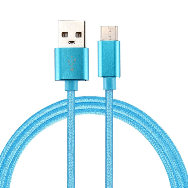 Knit Texture USB to USB-C / Type-C Data Sync Charging Cable, Cable Length: 2m, 3A Output, For Galaxy S8 & S8 + / LG G6 / Huawei P10 & P10 Plus / Oneplus 5 / Xiaomi Mi6 & Max 2 /and other Smartphones(Blue)