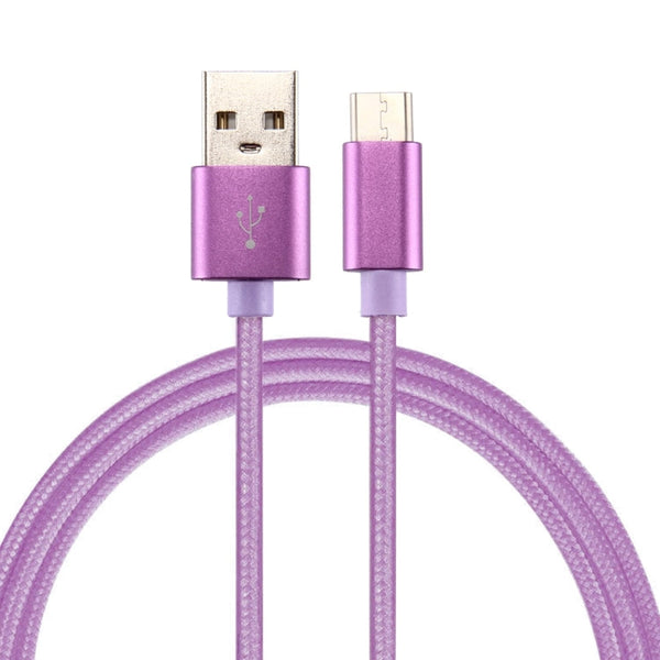 Knit Texture USB to USB-C / Type-C Data Sync Charging Cable, Cable Length: 2m, 3A Output, For Galaxy S8 & S8 + / LG G6 / Huawei P10 & P10 Plus / Oneplus 5 / Xiaomi Mi6 & Max 2 /and other Smartphones(Purple)