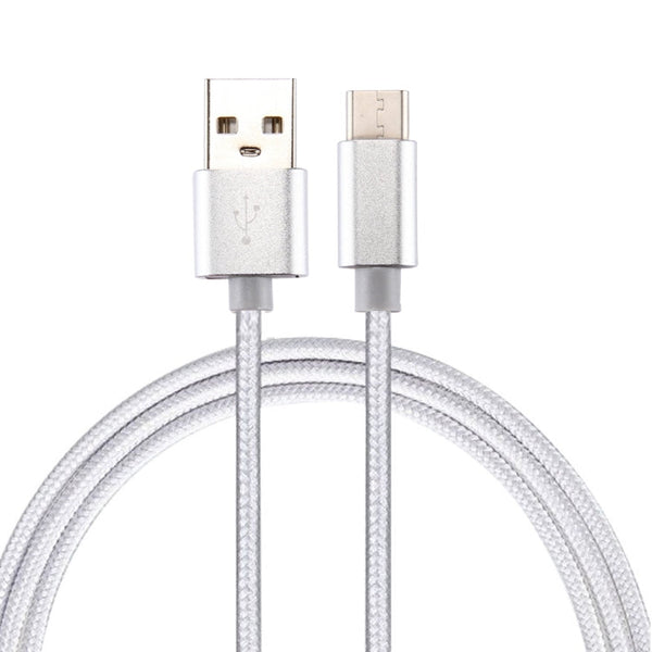 Knit Texture USB to USB-C / Type-C Data Sync Charging Cable, Cable Length: 2m, 3A Output, For Galaxy S8 & S8 + / LG G6 / Huawei P10 & P10 Plus / Oneplus 5 / Xiaomi Mi6 & Max 2 /and other Smartphones(Silver)