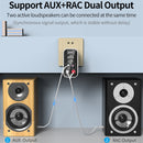 K16 2 in 1 3.5mm AUX + RAC Dual Output Plug-in Bluetooth 5.0 Audio Transmitter Receiver with Remote Control, CN Plug (Black)