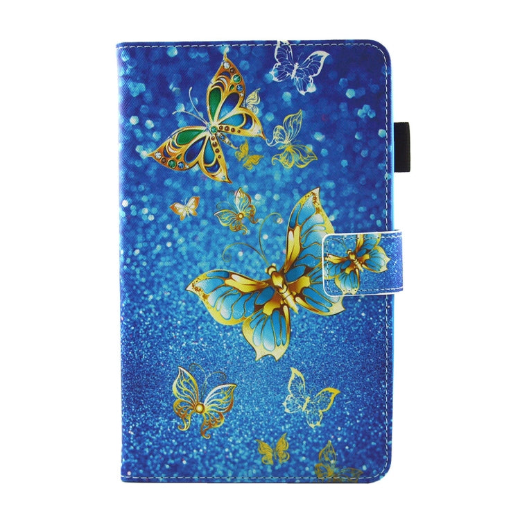 For Galaxy Tab A 8.0 / T380 & T385 Golden Butterflies Pattern Horizontal Flip Leather Case with Holder & Card Slots