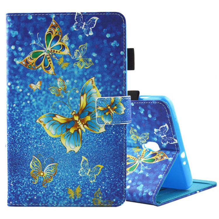For Galaxy Tab A 8.0 / T380 & T385 Golden Butterflies Pattern Horizontal Flip Leather Case with Holder & Card Slots