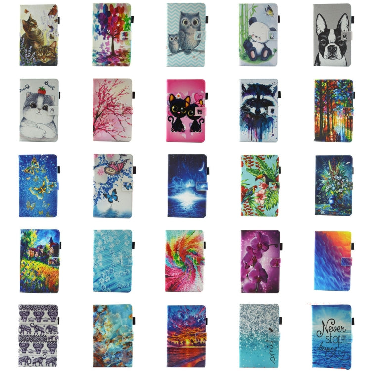 For Galaxy Tab A 8.0 / T380 & T385 Golden Butterflies Pattern Horizontal Flip Leather Case with Holder & Card Slots