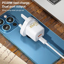 WK WP-U138 PD20W Type-C / USB-C + USB Fast Charging Power Adapter Charger, UK Plug