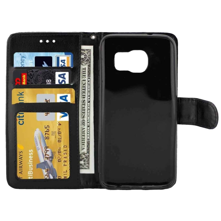 For Galaxy S7 Edge / G935 Crazy Horse Texture Horizontal Flip Magnetic Snap Leather Case with Adjustable Holder & Card Slots & Photo Frame & Wallet(Black)