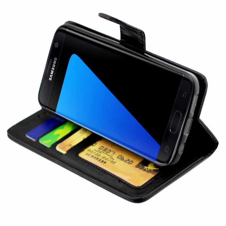 For Galaxy S7 Edge / G935 Crazy Horse Texture Horizontal Flip Magnetic Snap Leather Case with Adjustable Holder & Card Slots & Photo Frame & Wallet(Black)