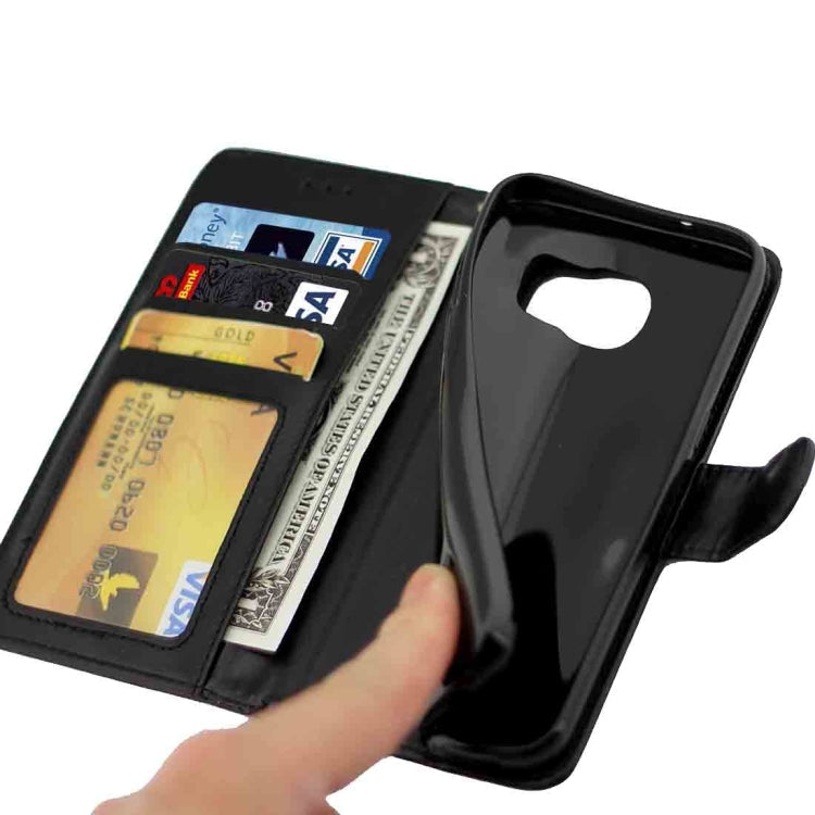 For Galaxy S7 Edge / G935 Crazy Horse Texture Horizontal Flip Magnetic Snap Leather Case with Adjustable Holder & Card Slots & Photo Frame & Wallet(Black)