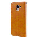 Business Style Oil Wax Texture Horizontal Flip Leather Case for Galaxy J6 (EU Version) (2018), with Holder & Card Slots & Wallet (Brown)