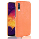 Shockproof Crocodile Texture PC + PU Protective Case for Galaxy A50 (Yellow)
