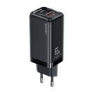 USAMS US-CC153 T47 65W USB-A+USB-C / Type-C Dual Port Super Silicon Fast Charger, EU Plug (Black)