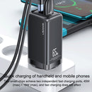 USAMS US-CC153 T47 65W USB-A+USB-C / Type-C Dual Port Super Silicon Fast Charger, EU Plug (Black)