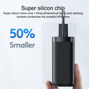 USAMS US-CC153 T47 65W USB-A+USB-C / Type-C Dual Port Super Silicon Fast Charger, EU Plug (Black)