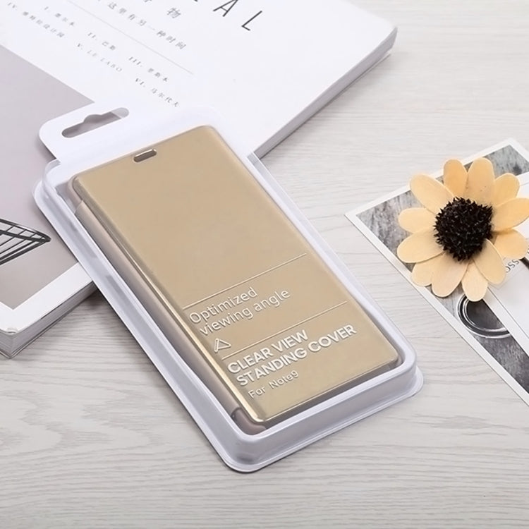 Mirror Clear View Horizontal Flip PU Leather Case for Galaxy Note 9 , with Holder(Gold)