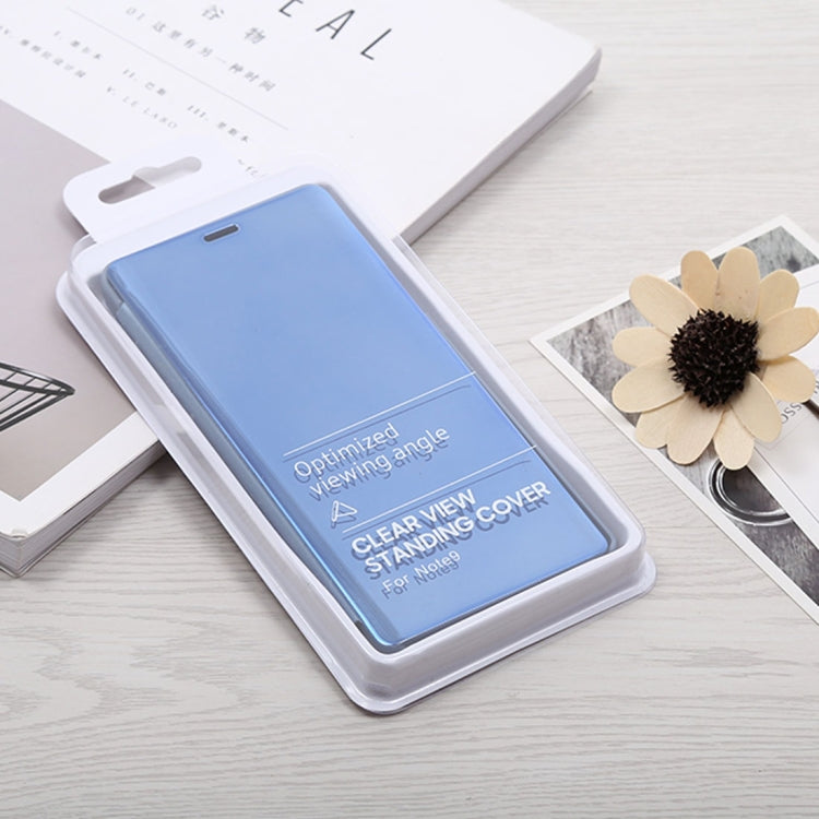 Mirror Clear View Horizontal Flip PU Leather Case for Galaxy Note 9 , with Holder(Blue)
