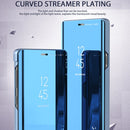 Mirror Clear View Horizontal Flip PU Leather Case for Galaxy Note 9 , with Holder(Blue)
