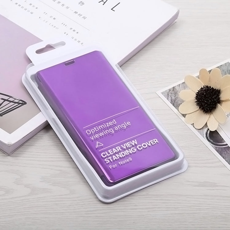 Mirror Clear View Horizontal Flip PU Leather Case for Galaxy Note 9 , with Holder(Purple)