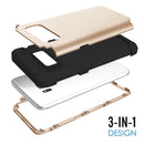 For Galaxy S8 Dropproof 3 in 1 No gap in the middle Silicone sleeve for mobile phone(Gold)
