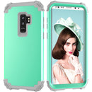 For Galaxy S9+ Dropproof 3 in 1 No Gap in the Middle Silicone Sleeve Protective Case(Mint Green)