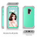 For Galaxy S9+ Dropproof 3 in 1 No Gap in the Middle Silicone Sleeve Protective Case(Mint Green)