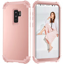 For Galaxy S9+ Dropproof 3 in 1 No Gap in the Middle Silicone Sleeve Protective Case(Rose Gold)