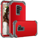 For Galaxy S9+ Dropproof 3 in 1 No Gap in the Middle Silicone Sleeve Protective Case(Red)