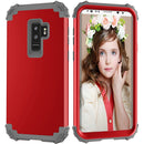 For Galaxy S9+ Dropproof 3 in 1 No Gap in the Middle Silicone Sleeve Protective Case(Red)