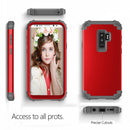 For Galaxy S9+ Dropproof 3 in 1 No Gap in the Middle Silicone Sleeve Protective Case(Red)