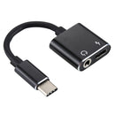 2 in 1 3.5mm to USB-C / Type-C Audio Charging Converter Adapter(Black)
