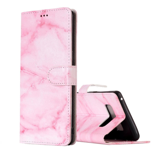 For Galaxy Note 8 Pink Marble Pattern Horizontal Flip Leather Case with Holder & Card Slots & Wallet