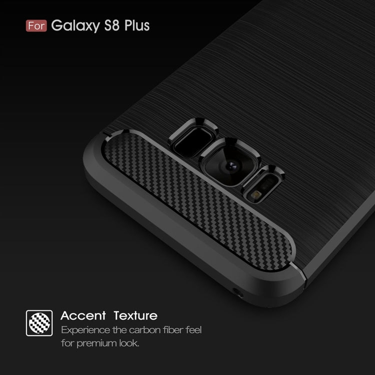 For Galaxy S8 + / G9550 Brushed Carbon Fiber Texture Shockproof TPU Protective Cover Case(Black)