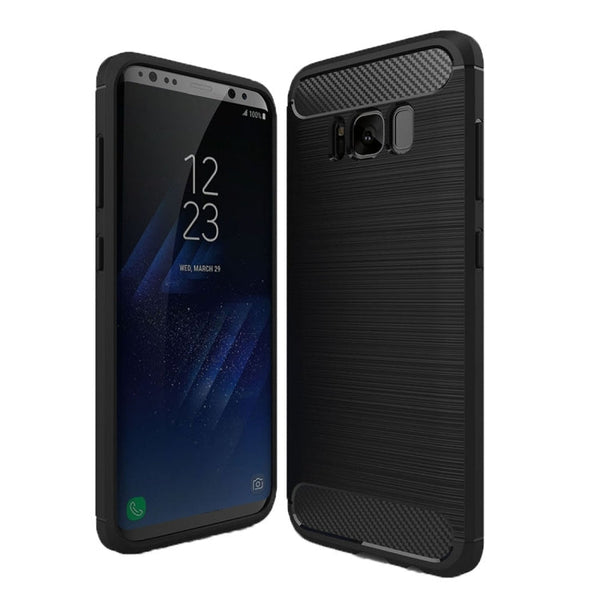 For Galaxy S8 + / G9550 Brushed Carbon Fiber Texture Shockproof TPU Protective Cover Case(Black)
