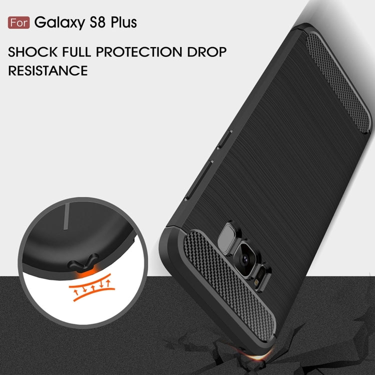 For Galaxy S8 + / G9550 Brushed Carbon Fiber Texture Shockproof TPU Protective Cover Case(Black)