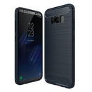 For Galaxy S8 Brushed Carbon Fiber Texture Shockproof TPU Protective Cover Case (Dark Blue)