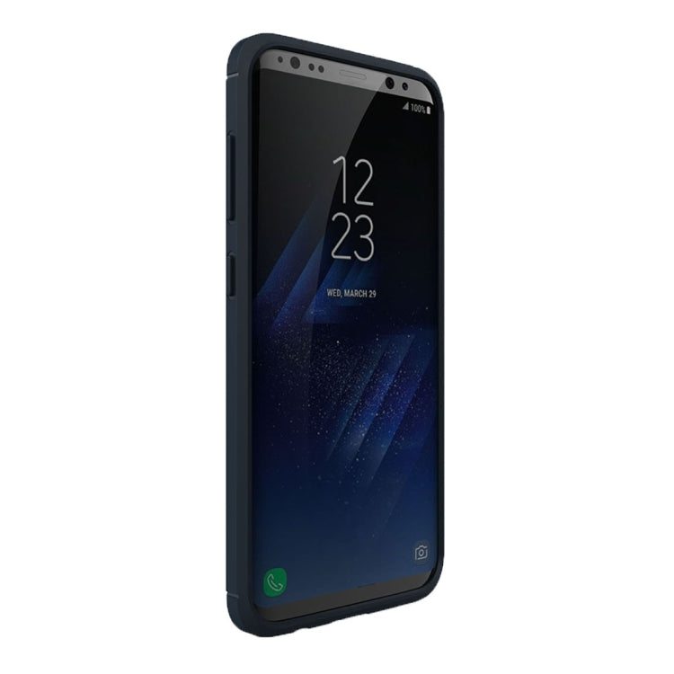 For Galaxy S8 Brushed Carbon Fiber Texture Shockproof TPU Protective Cover Case (Dark Blue)
