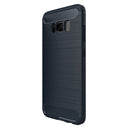 For Galaxy S8 Brushed Carbon Fiber Texture Shockproof TPU Protective Cover Case (Dark Blue)