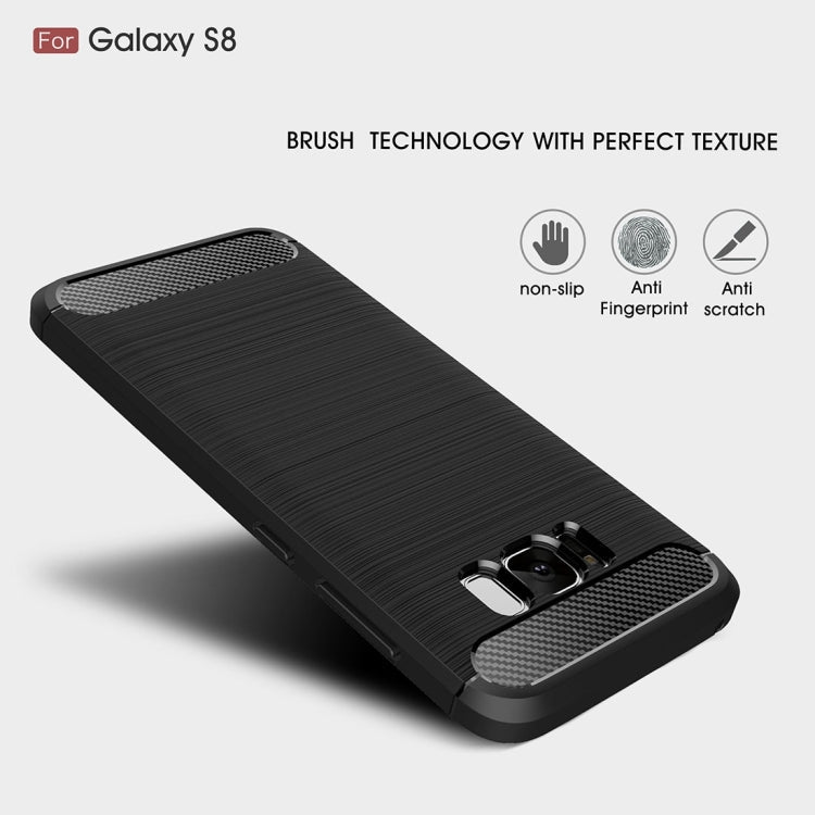 For Galaxy S8 Brushed Carbon Fiber Texture Shockproof TPU Protective Cover Case (Dark Blue)
