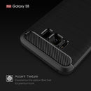 For Galaxy S8 Brushed Carbon Fiber Texture Shockproof TPU Protective Cover Case (Dark Blue)