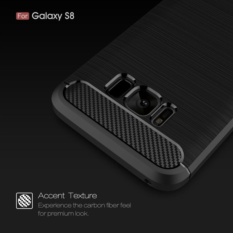 For Galaxy S8 Brushed Carbon Fiber Texture Shockproof TPU Protective Cover Case (Dark Blue)