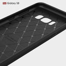 For Galaxy S8 Brushed Carbon Fiber Texture Shockproof TPU Protective Cover Case (Dark Blue)