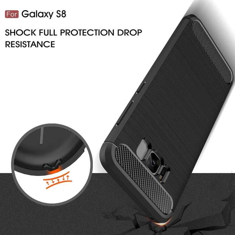 For Galaxy S8 Brushed Carbon Fiber Texture Shockproof TPU Protective Cover Case (Dark Blue)