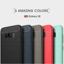 For Galaxy S8 Brushed Carbon Fiber Texture Shockproof TPU Protective Cover Case (Dark Blue)
