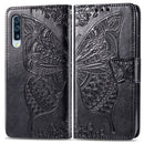 Butterfly Love Flowers Embossing Horizontal Flip Leather Case for Galaxy A50, with Holder & Card Slots & Wallet & Lanyard (Black)