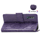 Butterfly Love Flowers Embossing Horizontal Flip Leather Case for Galaxy A50, with Holder & Card Slots & Wallet & Lanyard (Dark Purple)