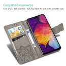 Butterfly Love Flowers Embossing Horizontal Flip Leather Case for Galaxy A50, with Holder & Card Slots & Wallet & Lanyard (Grey)