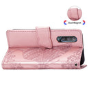 Butterfly Love Flowers Embossing Horizontal Flip Leather Case for Galaxy A50, with Holder & Card Slots & Wallet & Lanyard (Rose Gold)