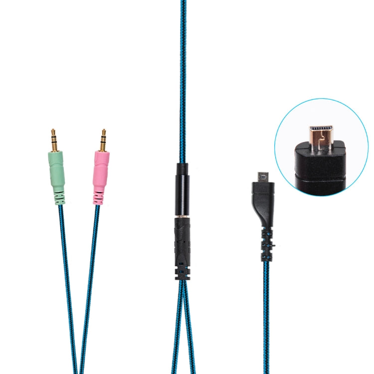 ZS0158 Straight Plug + Adapter Cable Gaming Headset Audio Cable for SteelSeries Arctis 3 / 5 / 7 (Blue)